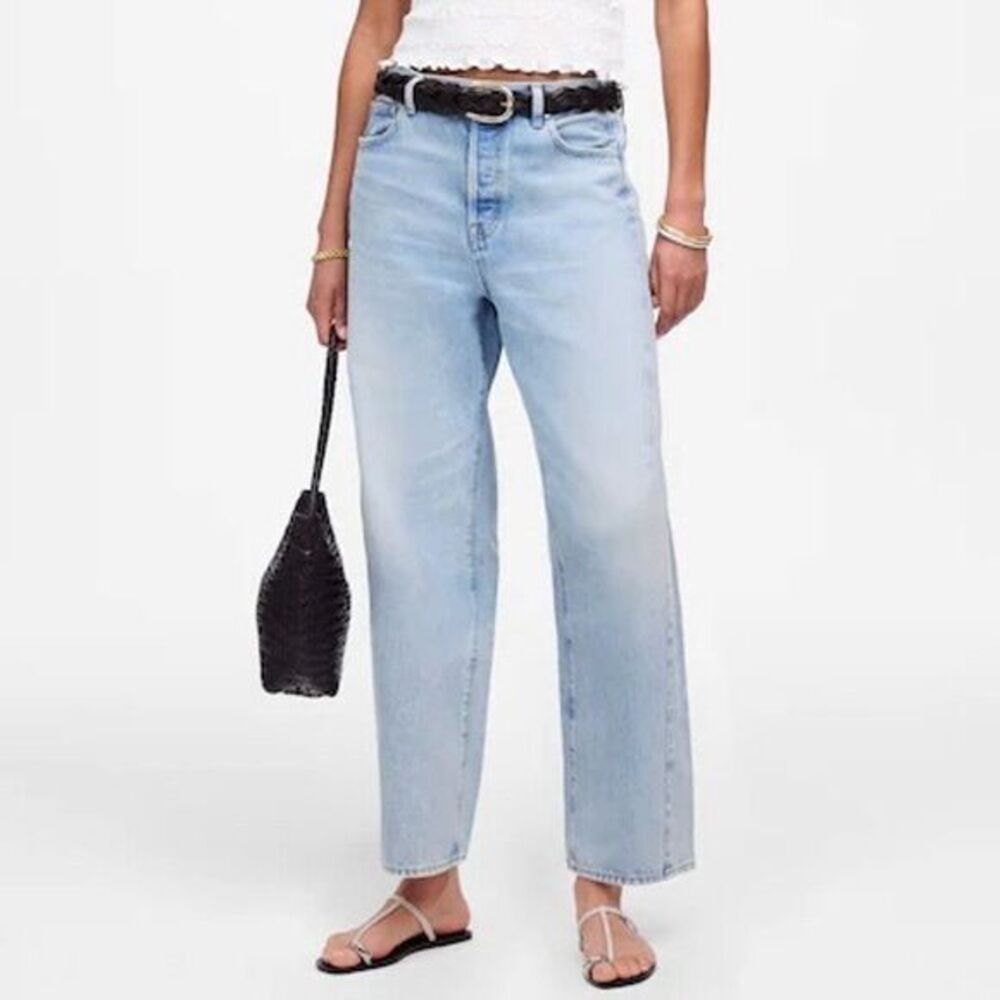 NWT Madewell‎ Women's Petite Pieced Barrel-Leg Jeans Size 32P Blue Foster Wash